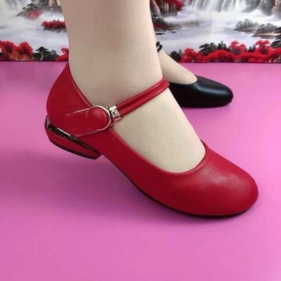 2025 весна и осень неглубокий вырез мягкая подошва туфли для мам универсальные из мягкой кожи туфли Doudou толстый каблук женские кожаные туфли круглый носок низкий каблук