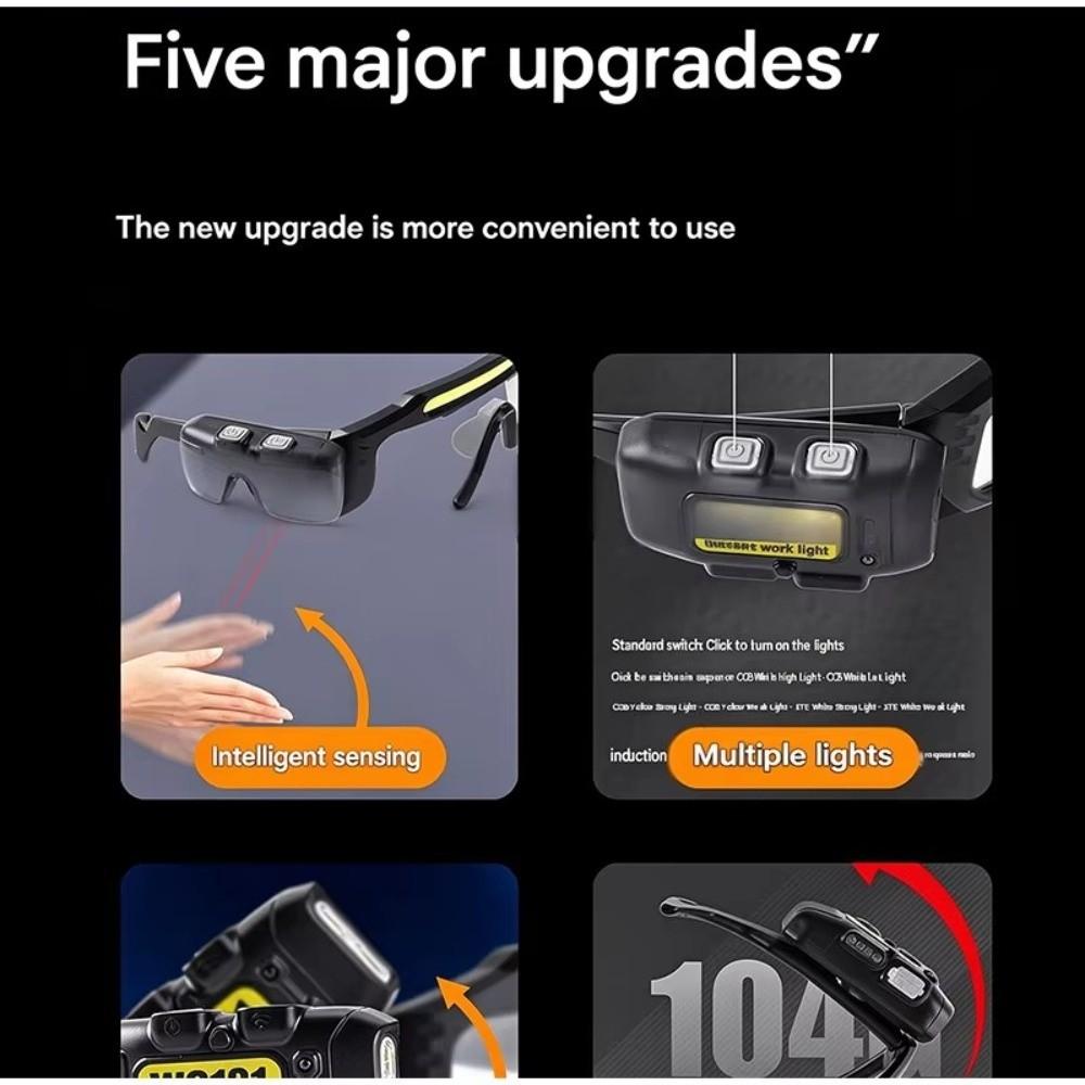 Three Light Source Motion Sensor Eyeglass Light Multi Angle Safety Goggles Light For Adults