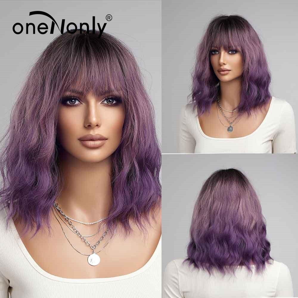 Фиолетовый парик Лолита, женские вьющиеся, женские короткие парики для вечеринки, Хэллоуина, косплей, парик, инструменты для макияжа, высококачественные синтетические волосы