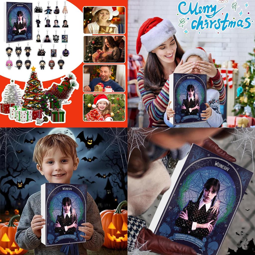 Wednesday Advent Calendar Christmas Countdown With Acrylic Keychains For Gift Giving