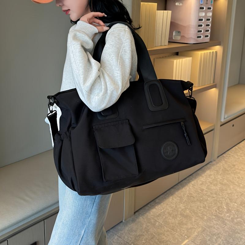 Large Capacity Lightweight Travel Tote Bag, Carry-on Luggage with Shoulder Strap, Gym and Portable Computer Bag for Short Trip Hand Carry