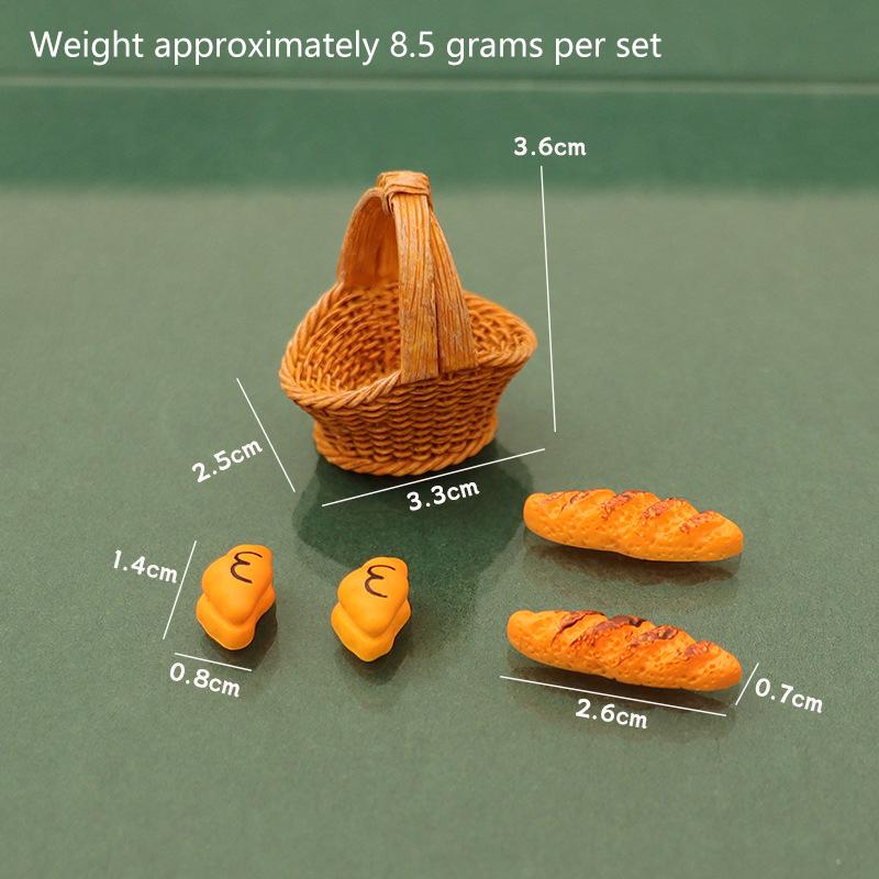 Miniature Dollhouse Fruit And Bread Basket Model Accessories Pretend Kitchen Food For Doll Toy Scene Photography Props