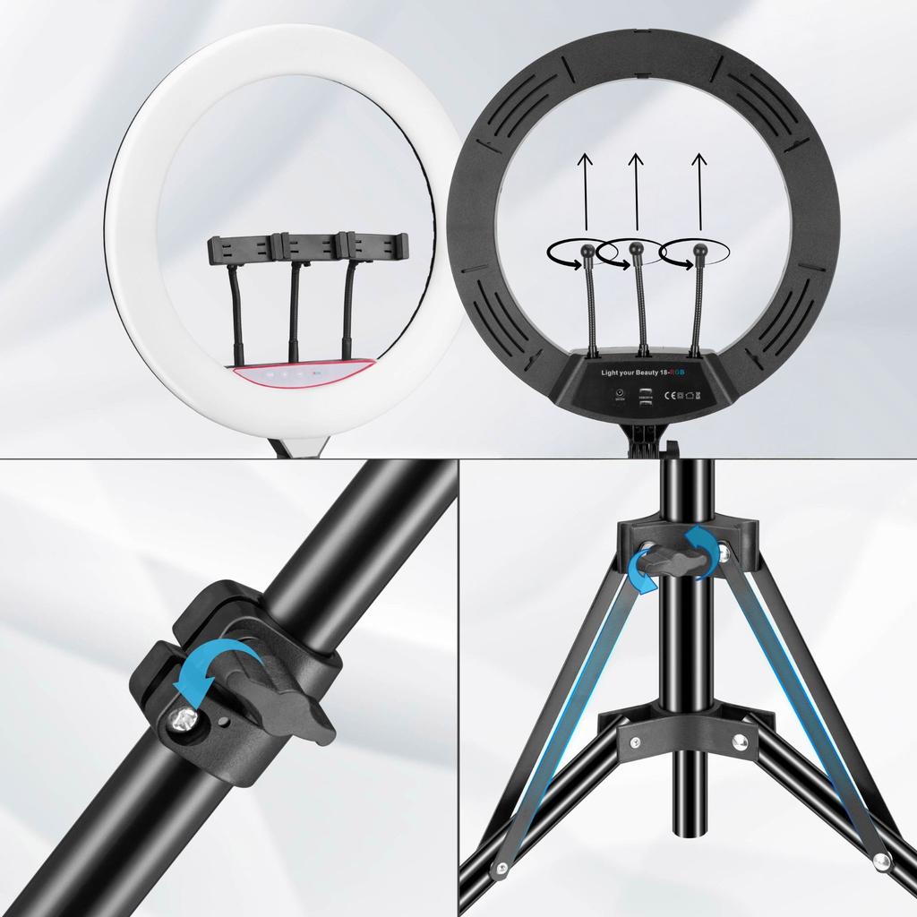 Lampa Pierścieniowa Lumo Led Rgb Ring Do Filmów Zdjęć Makijażu
