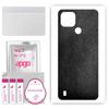 apgo Protective Skin Sticker for the Back Compatible with Realme C21, Wrap Film, Foil, Vinyl - Pattern Black Leather
