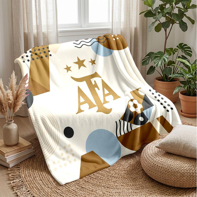 Argentina Football Printed Flannel Blanket Skin Friendly Warm Decorative Throw for Indoor Couch Bed Daily Use