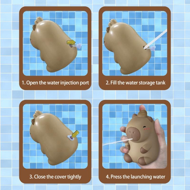 2PCS Water Squirt Guns for Children Capybara Water Guns Summer Outdoor Activity Water Fighting Baby Bath Play Pool Toy