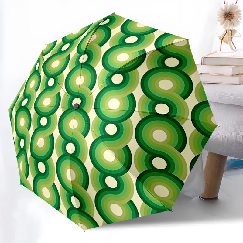 1pc Green Circles PatternAutomatic Open/close Folding Umbrella, Compact Portable Travel Umbrella, Perfect Birthday/Holiday, Cute Umbrella y022