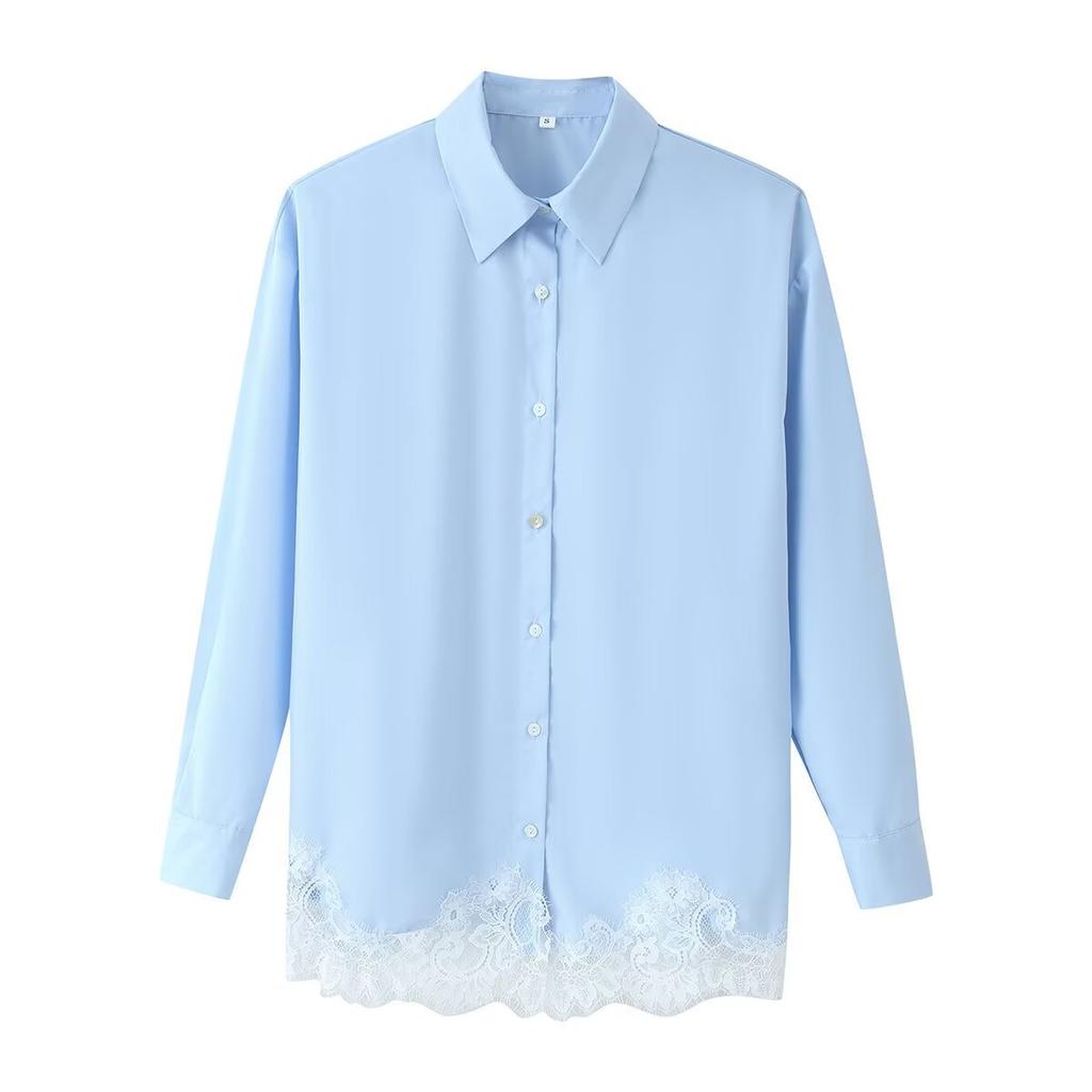 European and American style French women's clothing fashion versatile temperament casual lace shirt shorts set