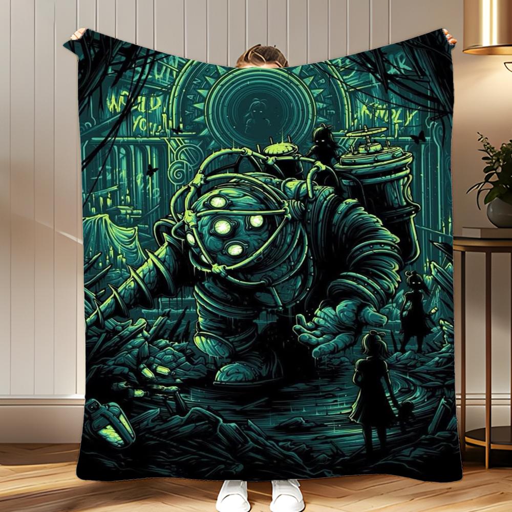 game derivative Bioshock Rapture Throw Soft Coral Fleece Blanket 310gsm Fluffy Warm Throw for Sofa Bed Couch Bedroom Decor