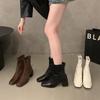 Retro Thick Heel Short Boots Women's 2024 New Autumn and Winter Leather Boots French Thin Boots High Heel Boots Ankle Boots Martin Boots