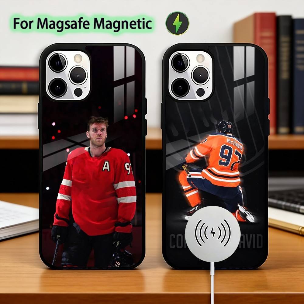 Hockey Player Connor McDavid Phone Case For iPhone17,16,15,14,13,12,11 Plus,Pro Magnetic with Magsafe Wireless Charging