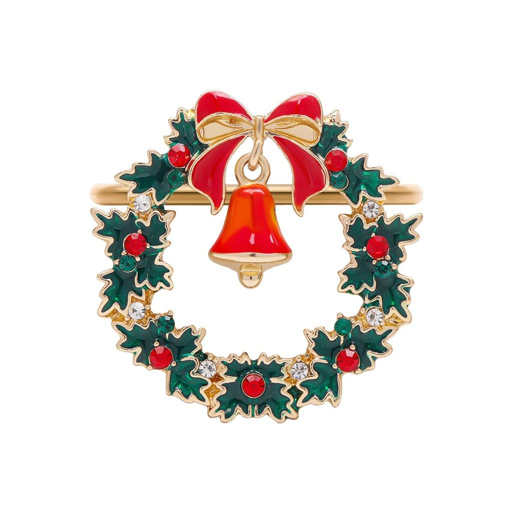 Rhinestone Napkin Holder Red Christmas Napkin Holder Metal Napkin Ring Electroplated For Hotel Table Setting Holiday Theme