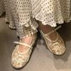 Модная сетчатая ткань, круглый носок, ремешок с пряжкой, плоские каблуки, женские сандалии, дизайнерская вышитая обувь-мюли, Zapatos De Mujer
