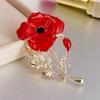 New Creative Carnations Brooch Pins Red Flower Brooches For Women Gold Color Enamel Pin