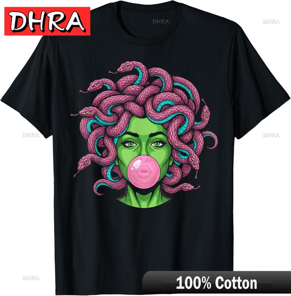 Medusa Blowing Bubblegum Pop Art Mythology Design TShirt Nostalgic Graphic Tops Unique Urban Classic Tshirts TShirts for Shirt