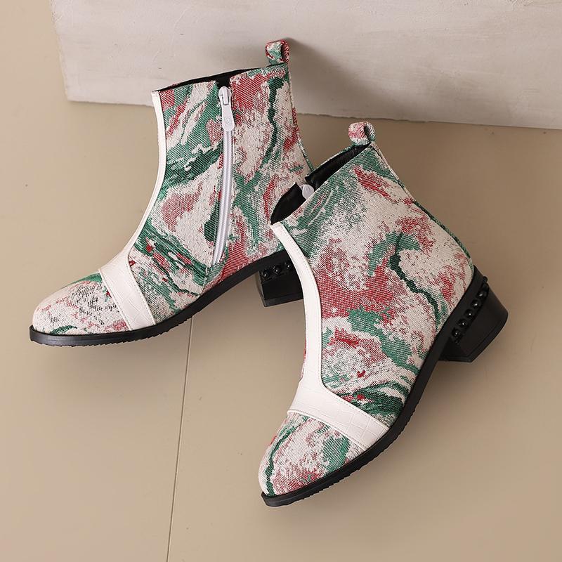 Krazing Pot Полиуретановые осенне-зимние туфли 47 размера 48 размера 49 размера 50 смешанные цвета сексуальные ботинки с круглым носком на молнии сохраняющие тепло ботильоны