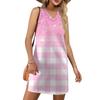 Женский летний повседневный сарафан без рукавов с V-образным вырезом и принтом в клетку для пляжного отдыха