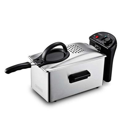 KitchenCook Фритюрница 3л Нержавеющая сталь Полупрофессиональная - 2100Вт - Крышка с окошком - Компактное хранение - Нескользящие ножки