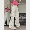 Women's Off-White American Retro Loose Hip-Hop Overalls - Wide-Leg Pants
