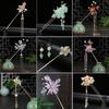 Retro Traditional Flowers Simulated Pearls Long Tassel Hairpins Hair Sti