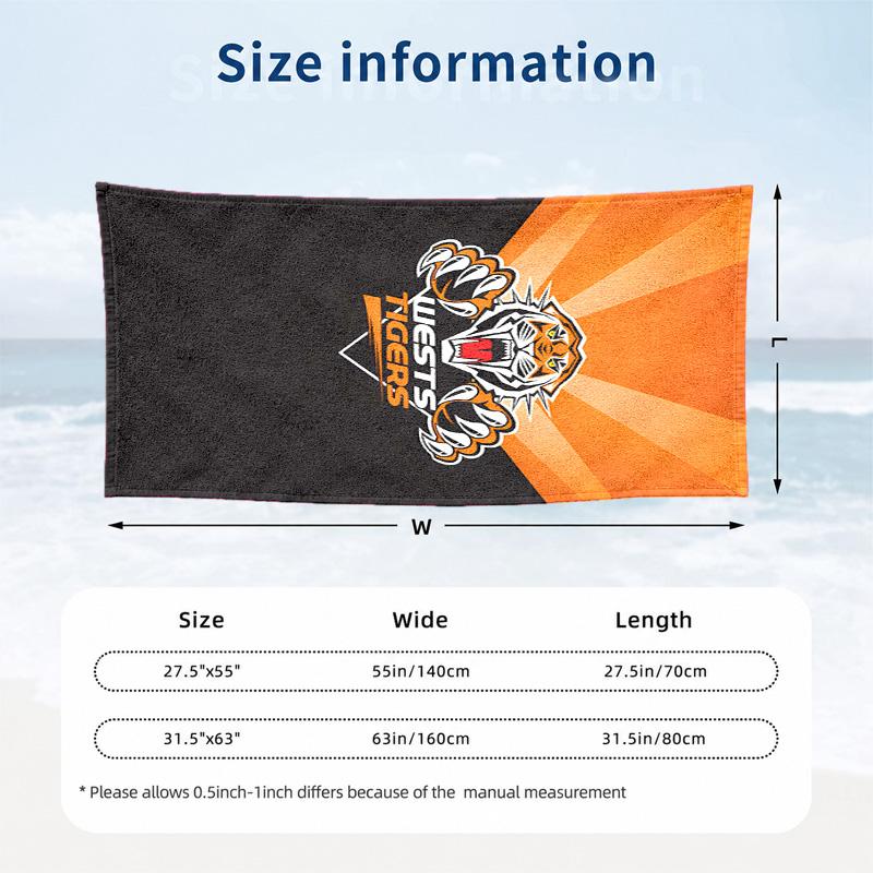 Wests Tigers Beach Towel Quick Dry Sand Free Lightweight Beach Towels for Travel Swimming Camping