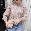 Элегантные женские летние блузки с длинными рукавами, шифоновые оборки, милые женские топы с цветочным принтом, женская рубашка, блузка, сорочка femme blusas