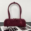 Womens Genuine Leather Loaf Bag Medium Size French Chic Shoulder Handbag With Zip Front Pocket