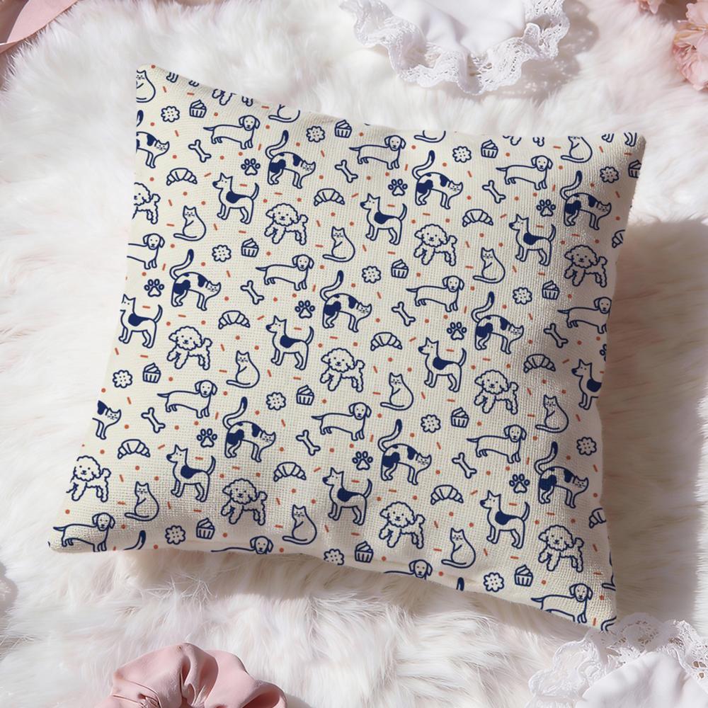 Cute Cartoon Texture Cushion Cover Premium Comfort Reversible Pillow Cove Two in One Design for Any Room  Car Interior