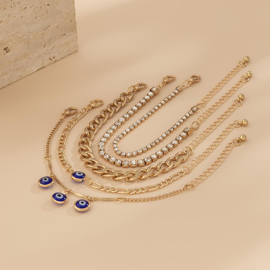 iF ME 5 шт./компл. Роскошный набор браслетов «Злые глаза» для женщин, регулируемые золотые браслеты, аксессуары, ювелирные изделия