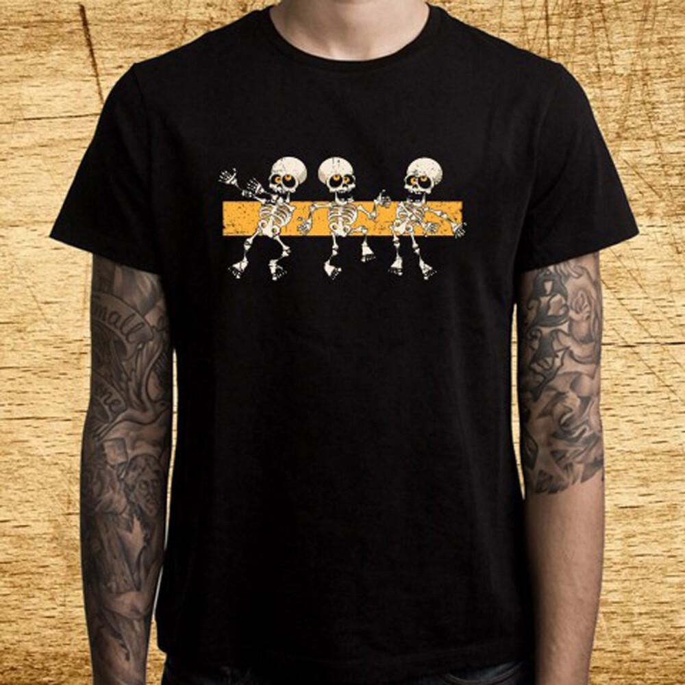 Skeleton Dancing Halloween Funny Men Black T-Shirt Size S-5XL