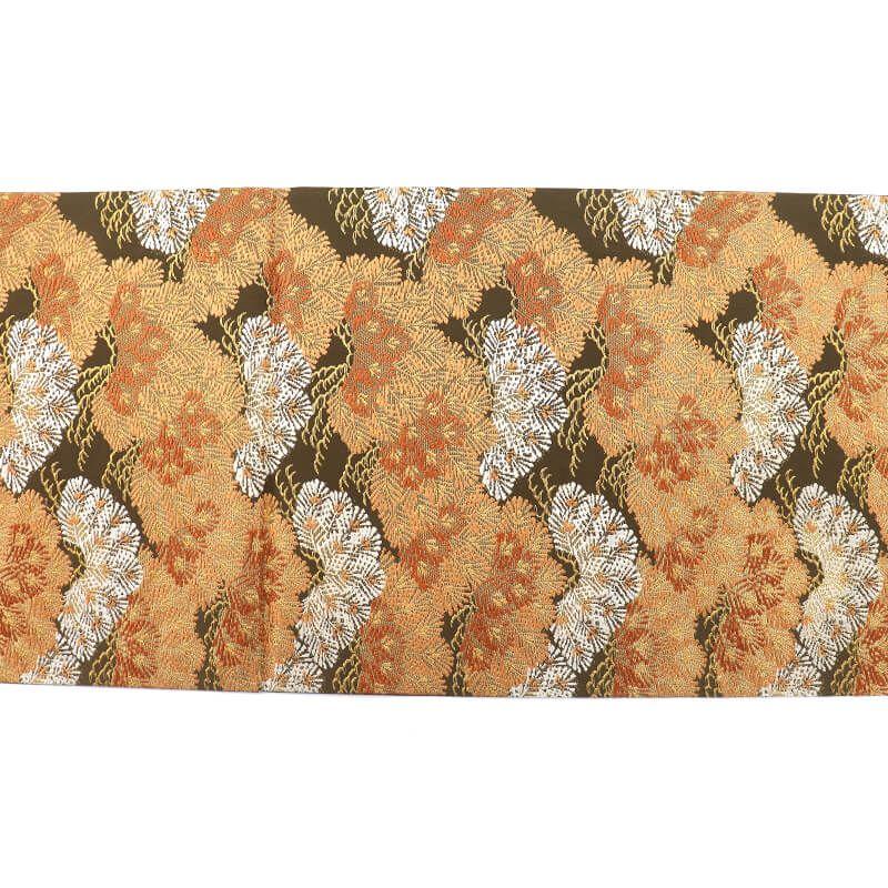 Used Kawai Arts Textile Fukuro Obi Formal Fukuro Obi Pure Silk Six Patterns Brown Pine Solid Feeling Luxury Length 435cm Width 31.5cm Recycled