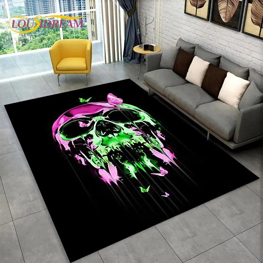 3D Creative Gothic Horror Skull Modern Area Rug,Carpet Rug for Living Room Bedroom Sofa Doormat Decor,Kitchen Non-slip Floor Mat