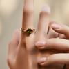 Copper Plated 18k Gold Colorful Zircon Open Ring Waterdrop Sweet Design