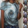 Women Summer T Shirt Trend Marbling Print Retro Fashion Short Sleeve Tees Casual Printed Tops
