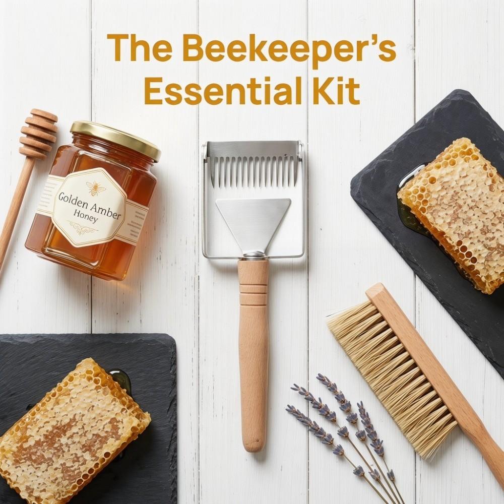 Silver Honey Uncapping Fork Stainless Steel Hive Scraper Tool Honeycomb Scraper Honey Harvesting