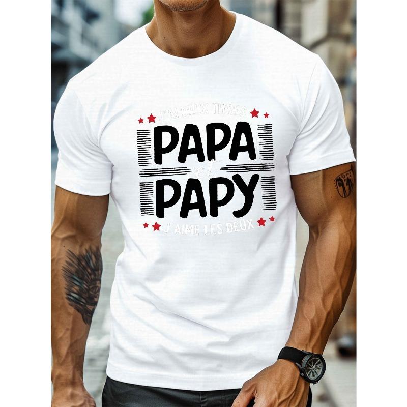 Мужская футболка с принтом Papa PAPY - Повседневная, с круглым вырезом, коротким рукавом, легкая и удобная летняя футболка, с принтом, топ
