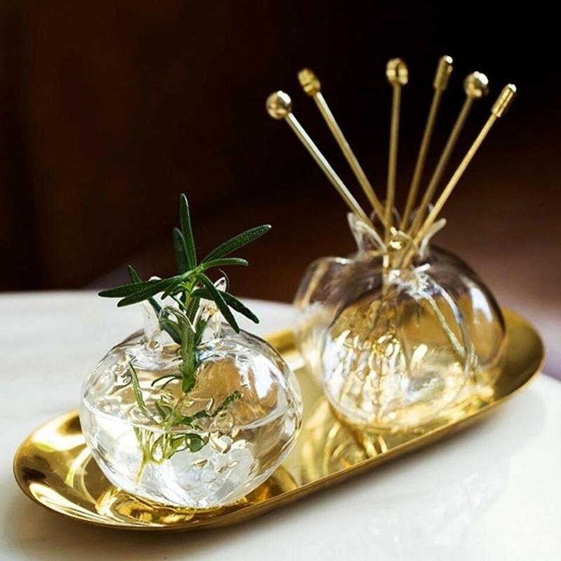 Стеклянная ваза из скандинавского граната, украшение для дома, прозрачная красная ваза для цветов, креативное кашпо для фруктов и цветов