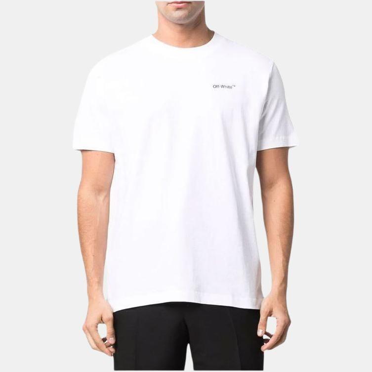 OFF WHITE Текстовый Логотип Караваджо Святой Иероним Пишущий Стрелы Облегающая Футболка OMAA027C99JER0030110