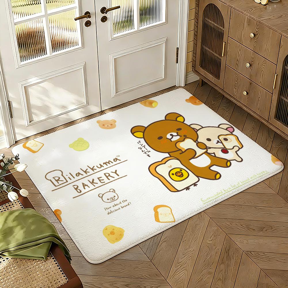 Милый мультяшный R-Rilakkuma Классический коврик для пола Мягкий Утолщенный Нескользящий Спальня Гостиная Прихожая Домашний декор Фланелевые коврики