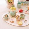 Children Play Tea Set With Wooden Cake And Pots For Creative Kitchen Pretend Games