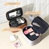 Rownyeon Large Capacity Makeup with Vanity with Brush for Makeup Tools Pouch, Portable, Divided, Mirror, Pouch, Pocket, Travel-Friendly, Waterproof,