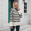 Осень-зима Водолазка Женская Контрастная Цветная Полосатая Джемперы Вязаные Пуловеры Свитера
