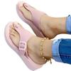 Summer Women's Beach Sponge Heel Thick Soled Sandals Slippers Sandals Low Heel Solid Color Indoor Outdoor Bathroom Women's Shoes Flip Flops