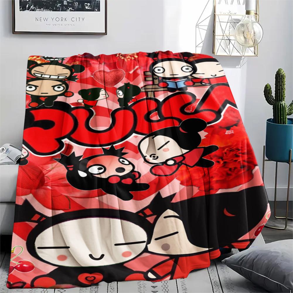 1PC PUCCA Print Flannel Blanket, High quality Comfortable for All Seasons, Home Decor, Warmth and Comfort, Perfect for Christmas Gifts123