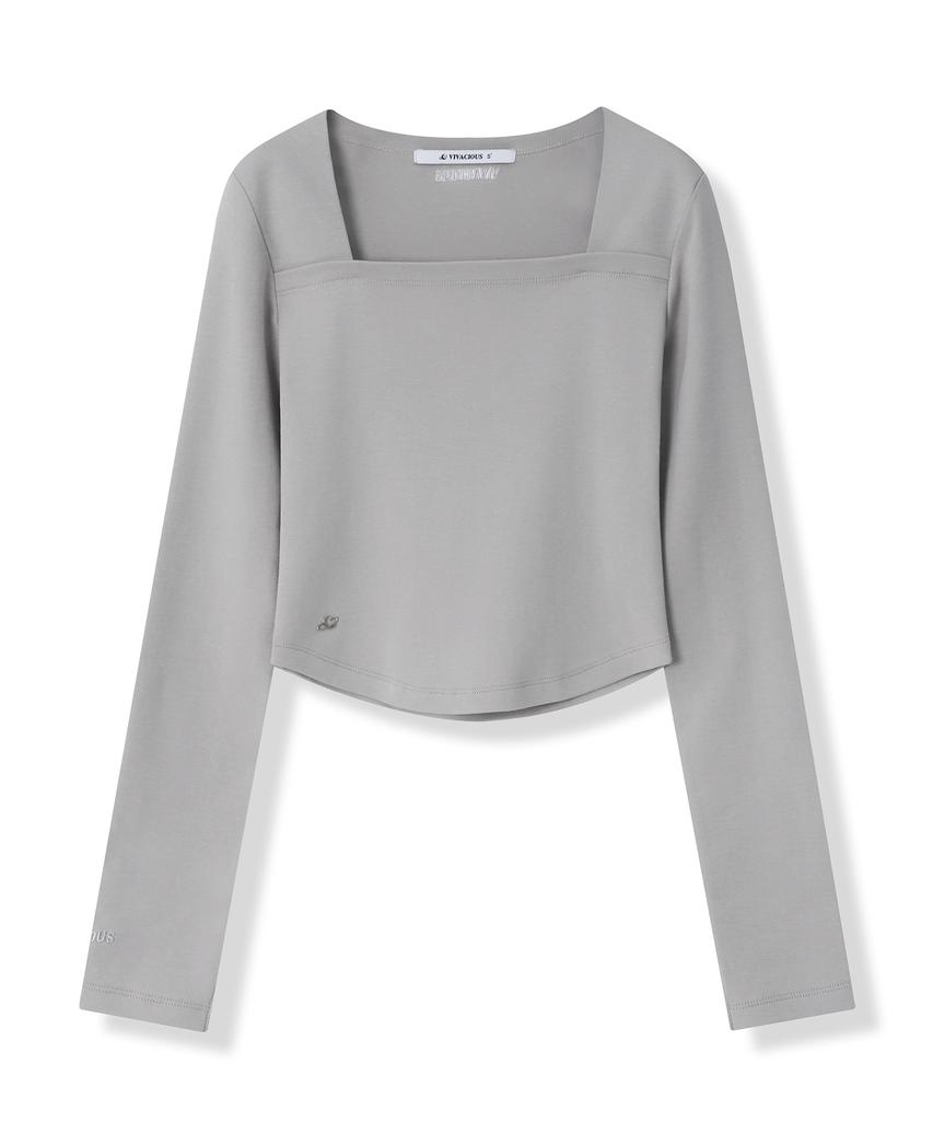 VIVACIOUS Renee Square Neck Slim Long Sleeve - 5Col