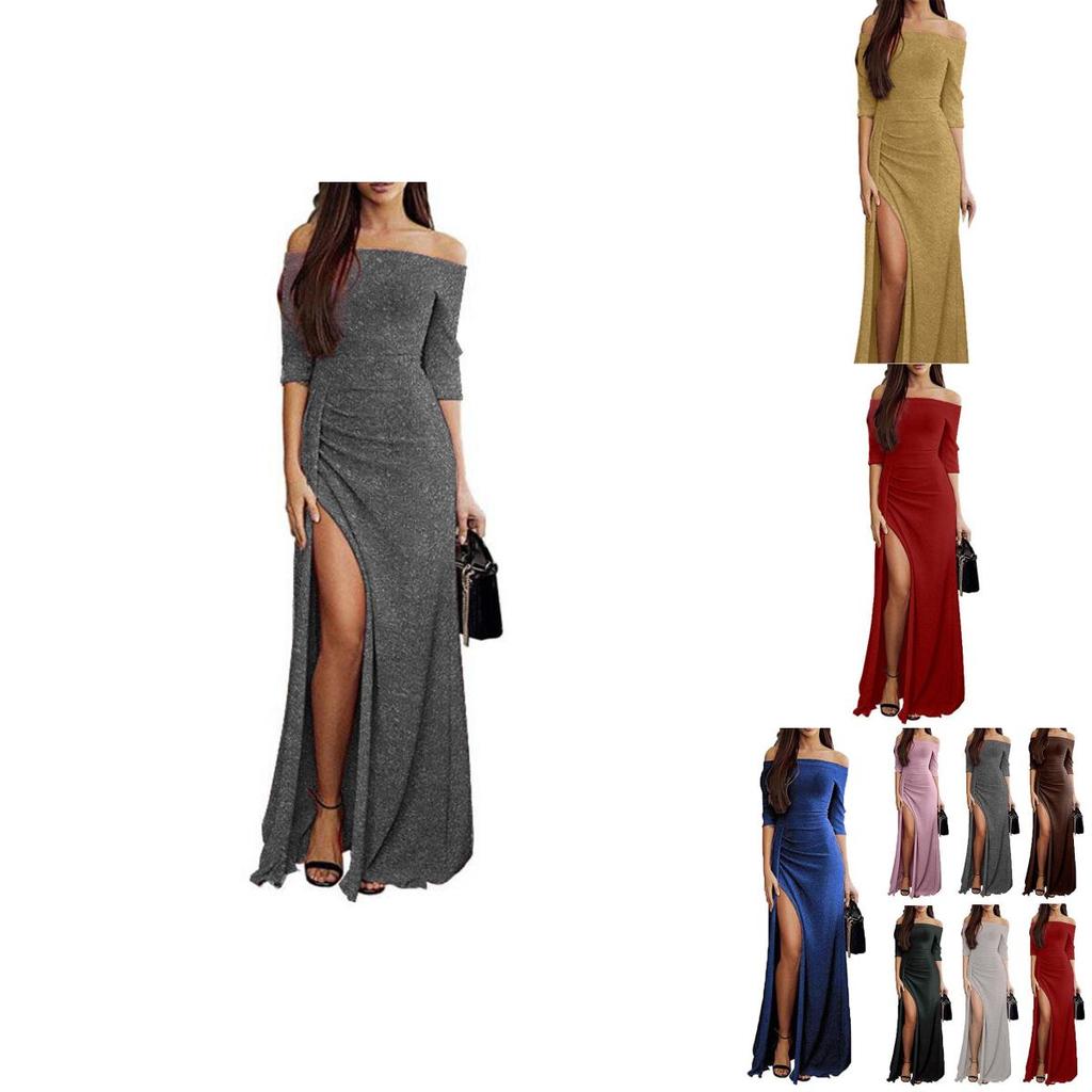 Элегантное женское повседневное платье-пуловер с длинным рукавом, пэчворком, пайетками и открытыми плечами