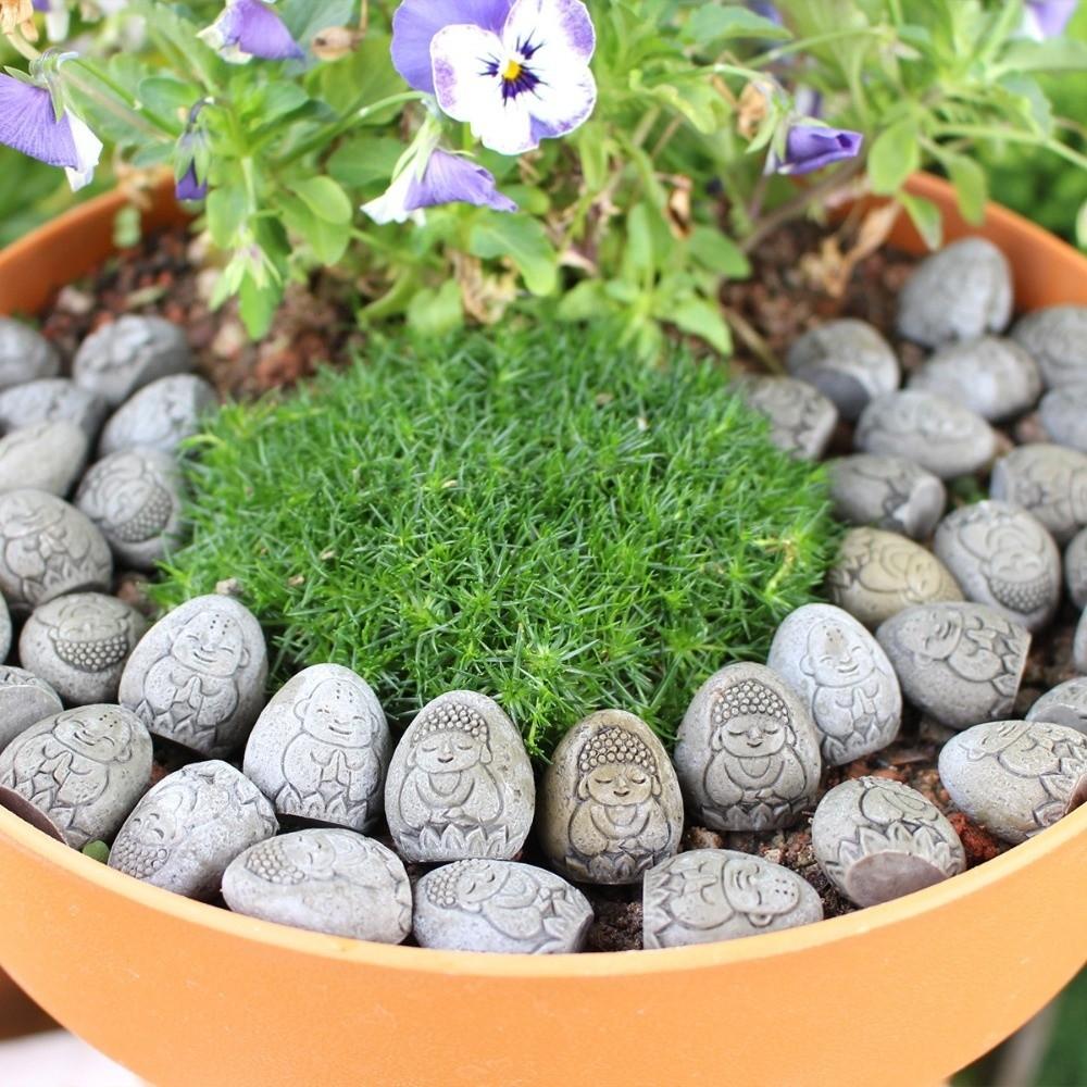 20 шт./комплект Ручная работа Статуя Будды Реалистичный Изысканный Цветочный Горшок Декор Мини-размер Прочный Брусчатка Столешница Дисплей