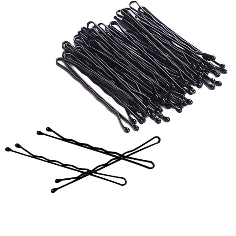 Black Steel Hairpin: Thick Side Clip for Bangs and Hairstyling