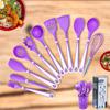 12Pcs/Set Silicone Kitchen Utensils with Storage Wooden Handle Bucket High Temperature Resistant and Non Stick Pot Spatula Spoon
