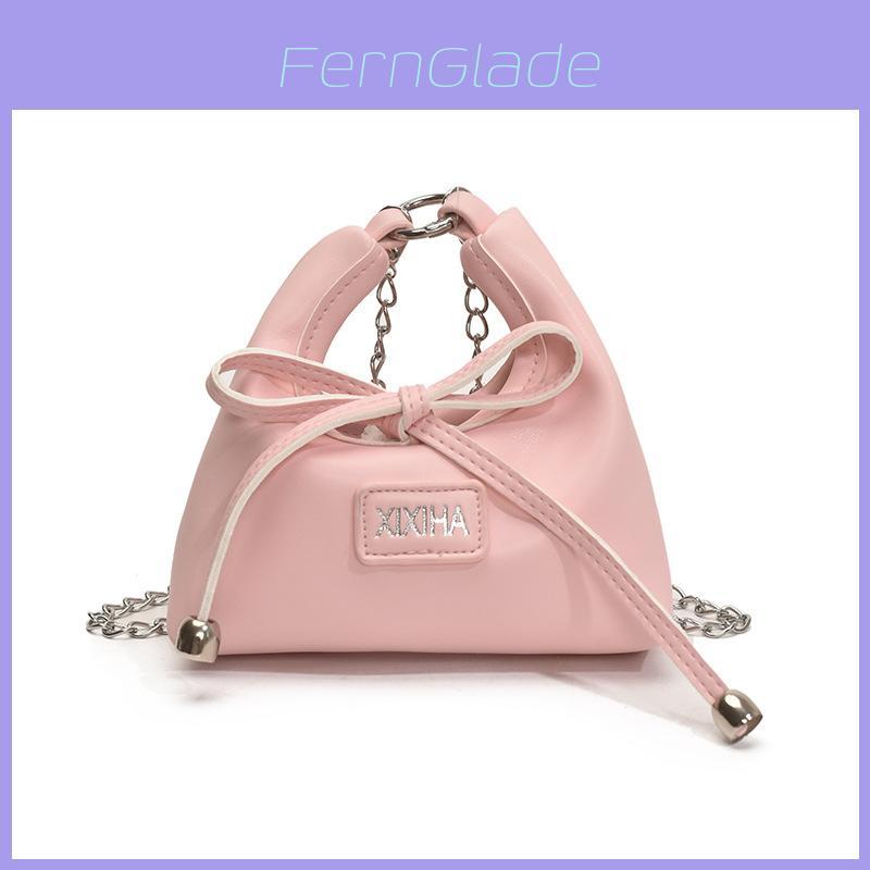 Mini Pu Girl Chain Crossbody Bag With Butterfly Bow And Breathable Lightweight Design For Daily Use
